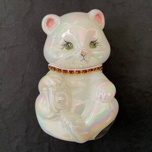 VTG Fenton July Ruby Birthday Bear Opalescent Figurine